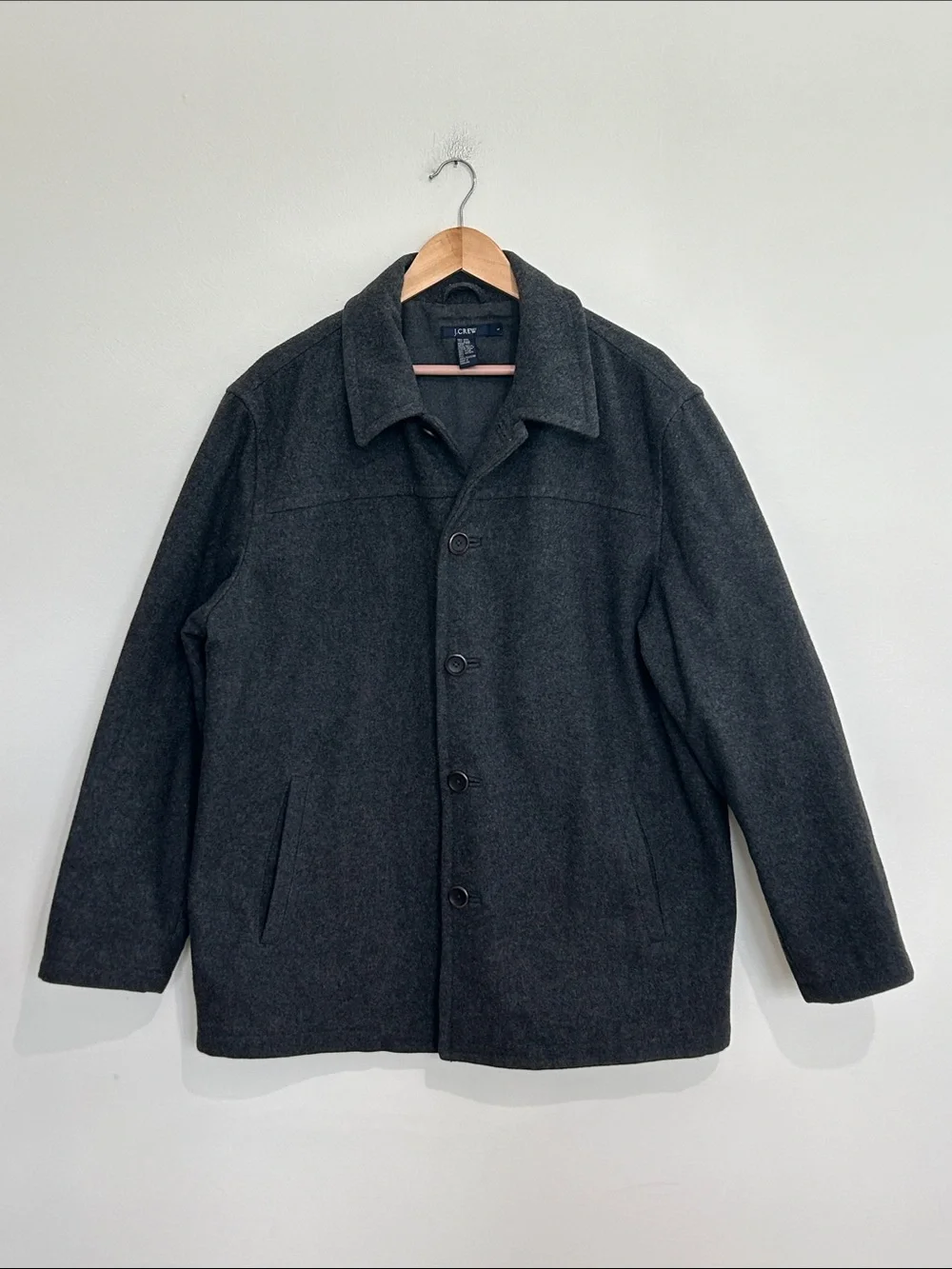 J. Crew Men’s Charcoal Gray Wool Pea Coat Size Large EUC